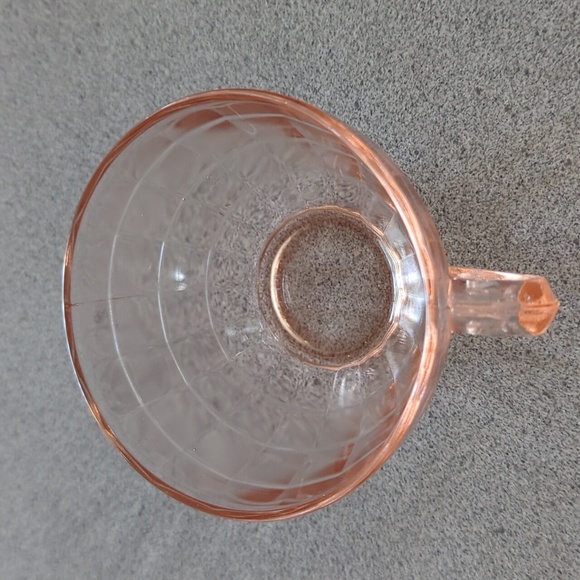Anchor Hocking Pink Glass Block Optic 8oz Smooth Handled Cup Depression Glass - Picture 2 of 5